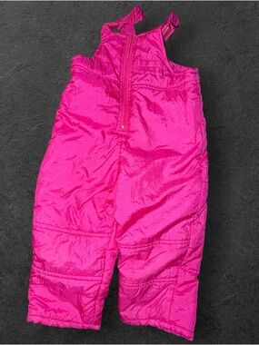 Vintage Color & Co. Toddler Girls Hot Pink Insulated Snow Bib Overalls | 3T